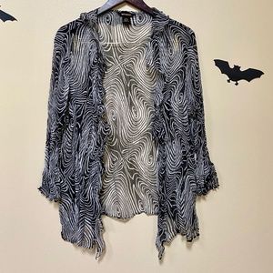 Vintage Silk Cardigan Geometric Retro Print Womens Size 2X